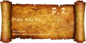 Puhr Kürt névjegykártya